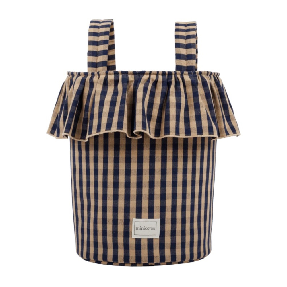 Minicoton Basket Stroller Bag Vichy Navy + Carmel